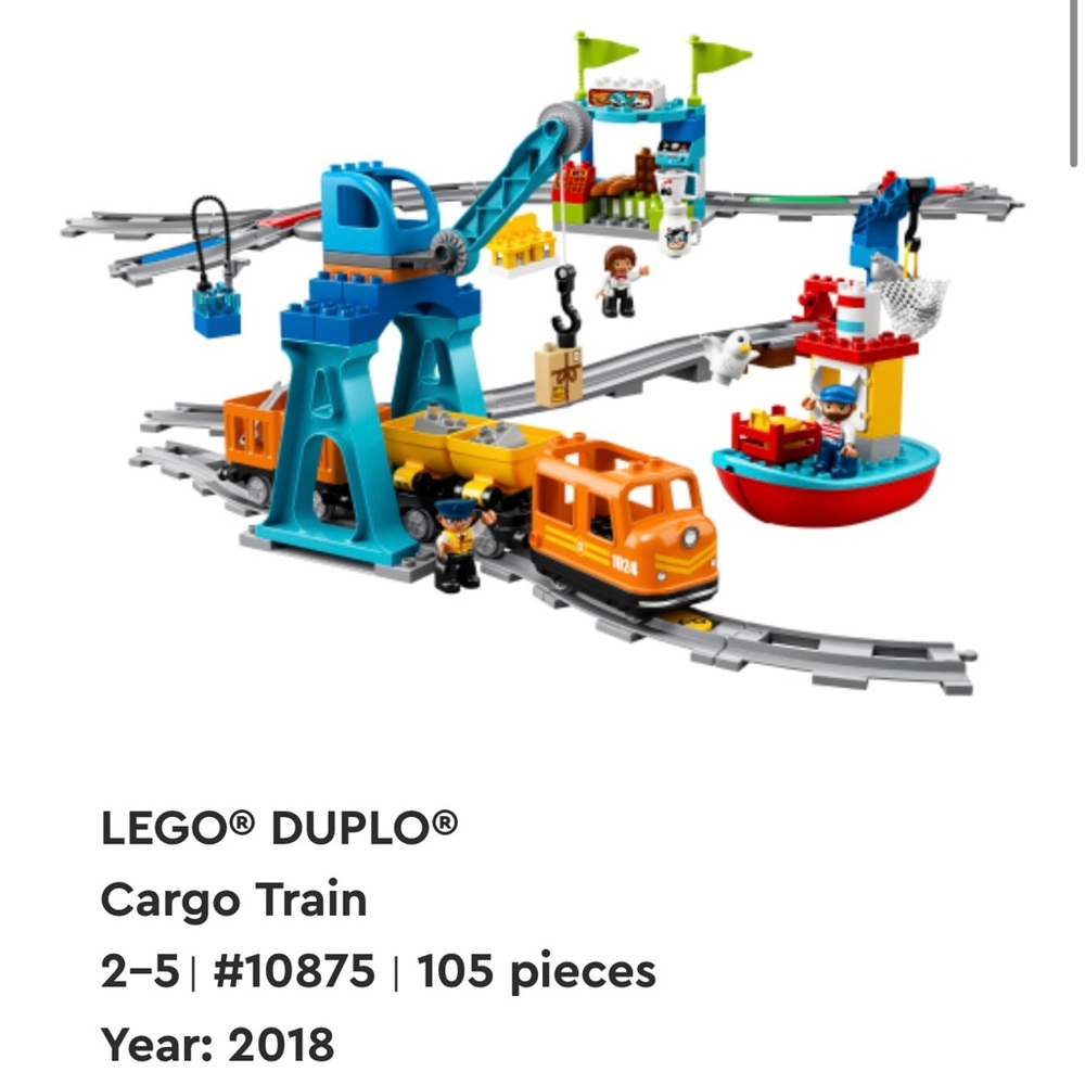 LEGO Duplo cargo train plus extra rails 20 pieces (retired)